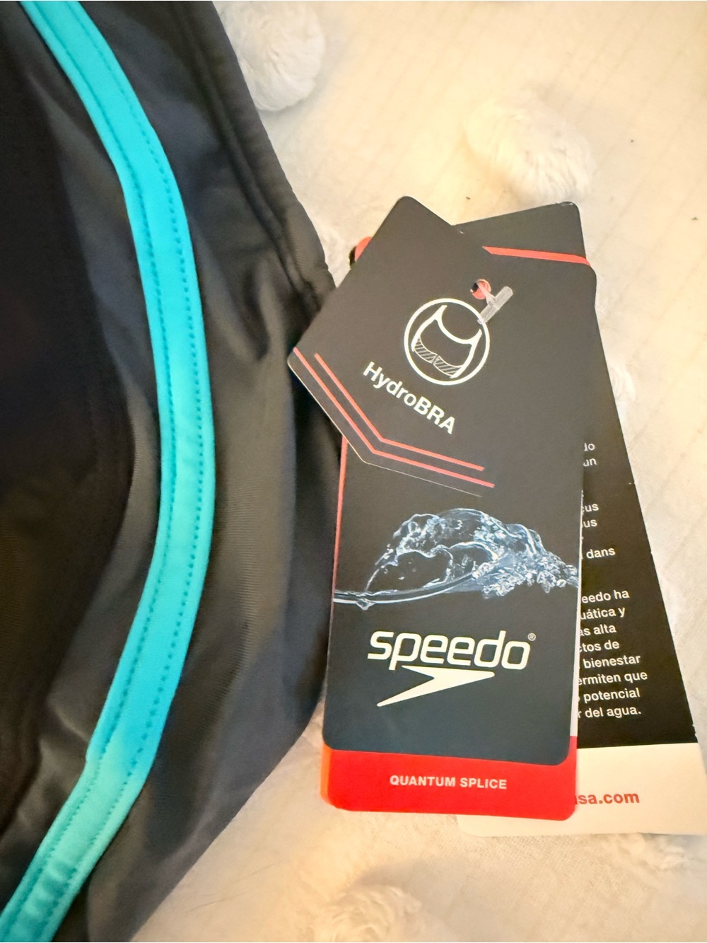NWT Speedo HydroBRA Quantum Splice One Piece Swimsuit Women’s Size 10 Black Aqua - Picture 4 of 5